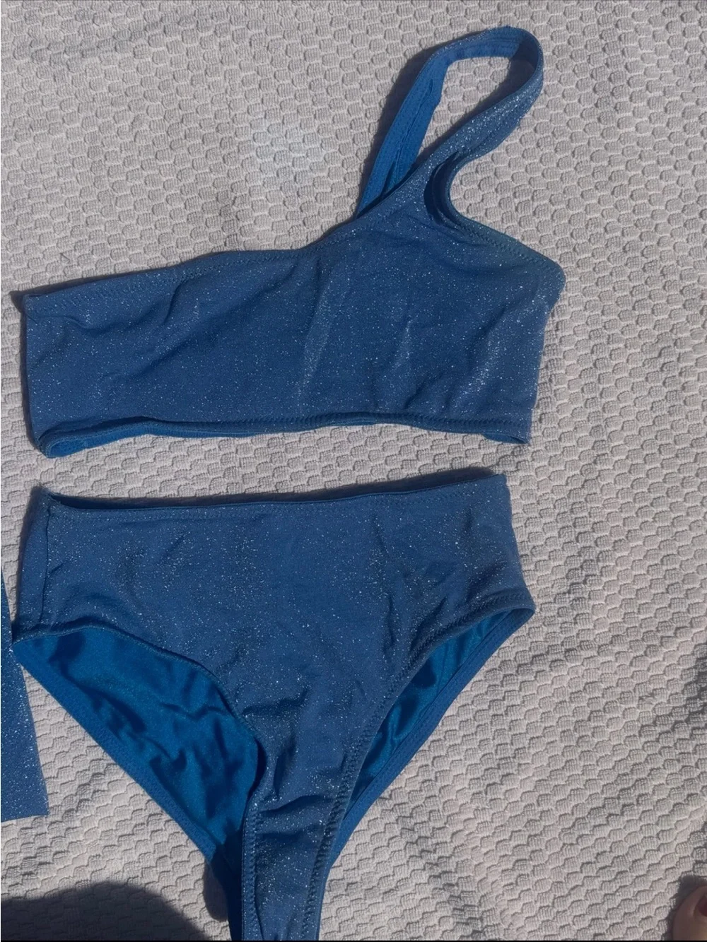 triangl swimwear Sparkle Bandeau Bikini Set in Shimmering Blue